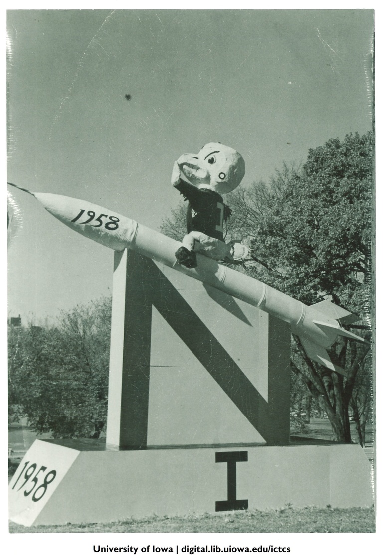 Homecoming monument, The University of Iowa, 1958