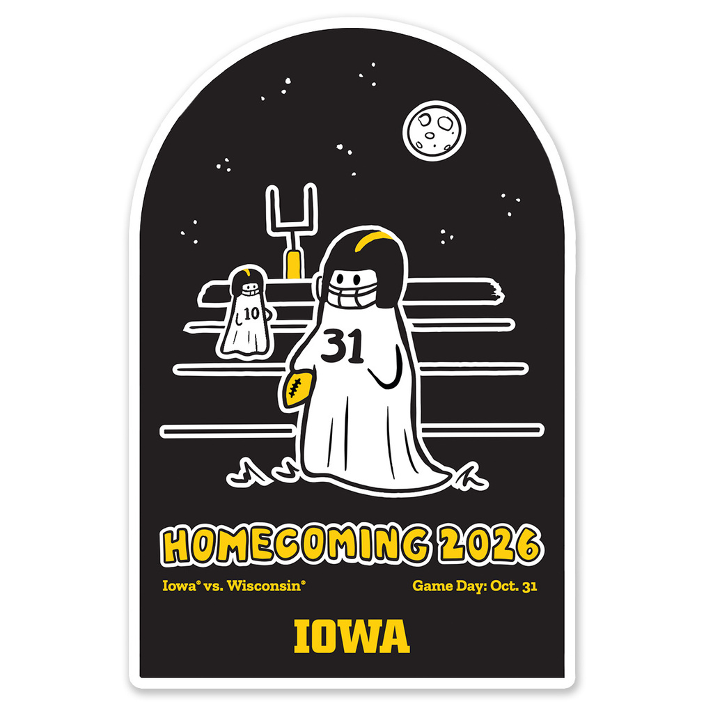 Black sticker with two ghosts dressed as football players on the football field.