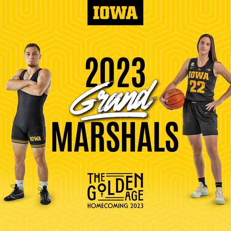 image of Spencer Lee and Caitlin Clark, "Grand Marshals" 2023