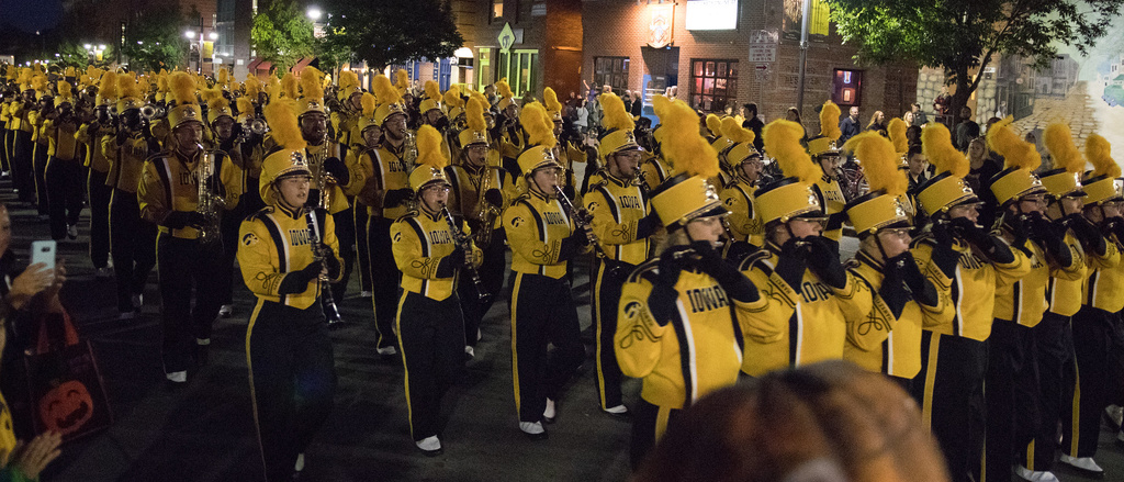 iowa marching band in parade